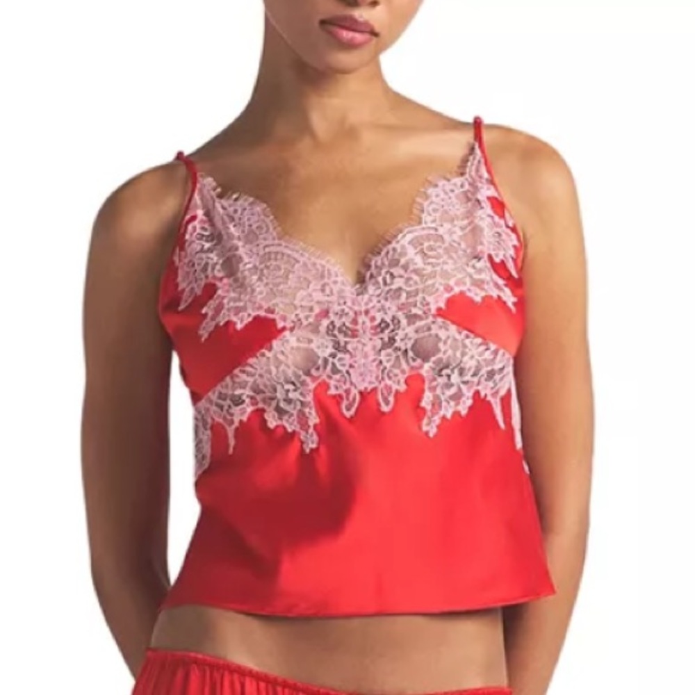SKIMS Silk Lace Camisole Triangle Top in Ruby size small